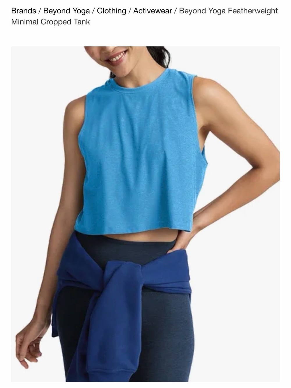 Beyond Yoga featherweight Crop Tank Top Malibu lagoon color